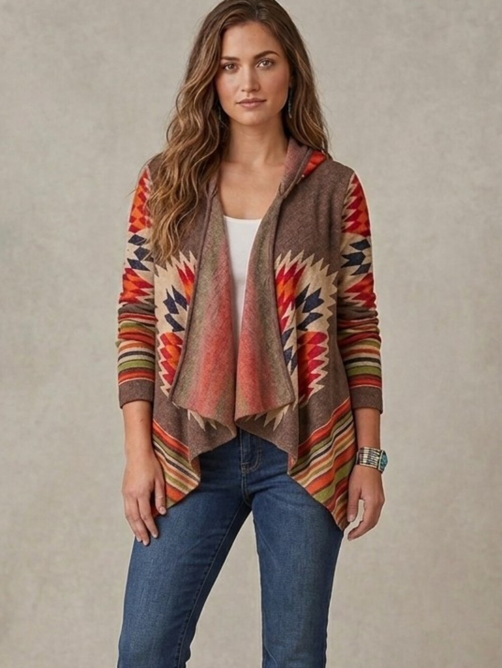 Tasha Polizzi Western Native Open Front Blanket Sweater Cardigan - Size Small